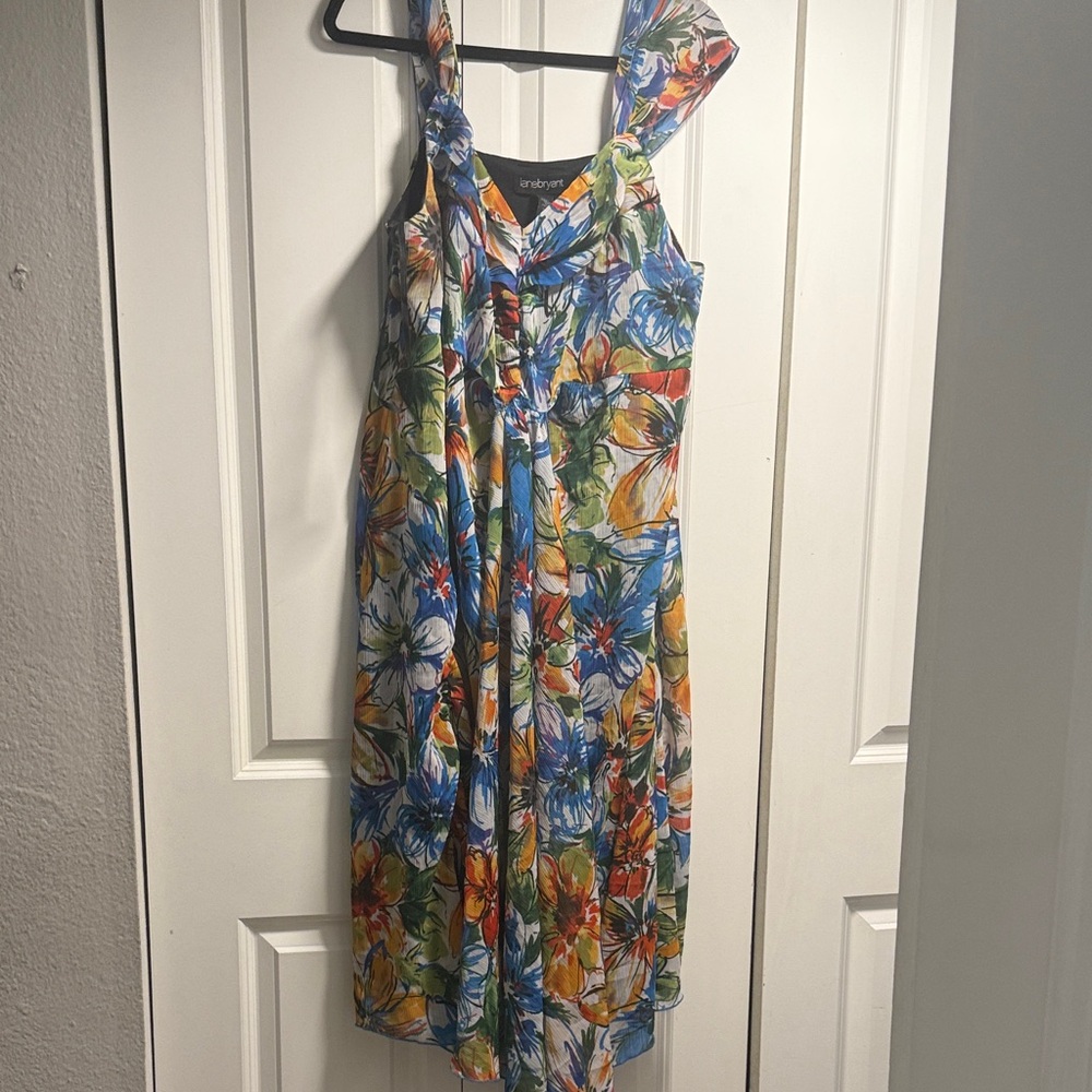 Lane Bryant Multicolor Floral Sundress - Blue, Green, Orange, Yellow